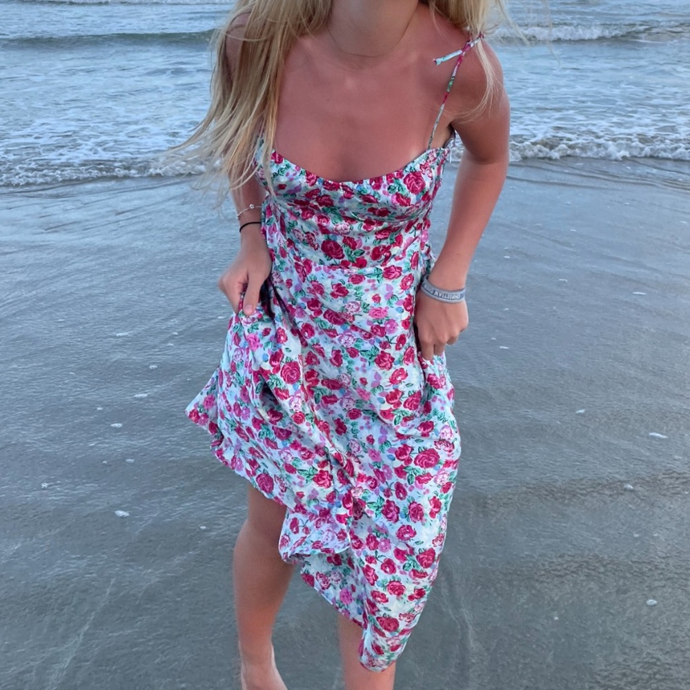 Zara Pink and White Floral Dress